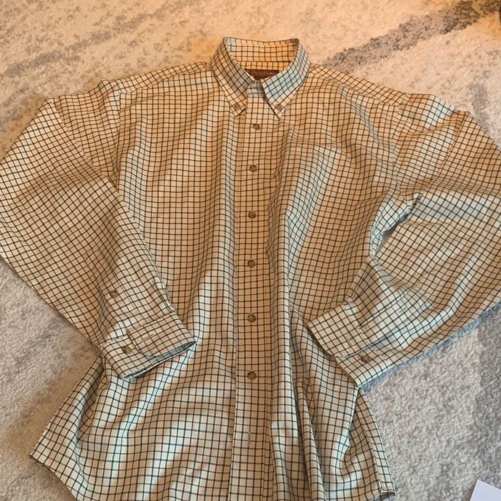 Brooks Brothers Beige and Red Plaid Shirt